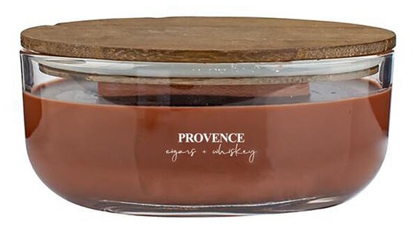 Vonná sviečka v skle PROVENCE drevený knôt 24 hodín cigars&whisky