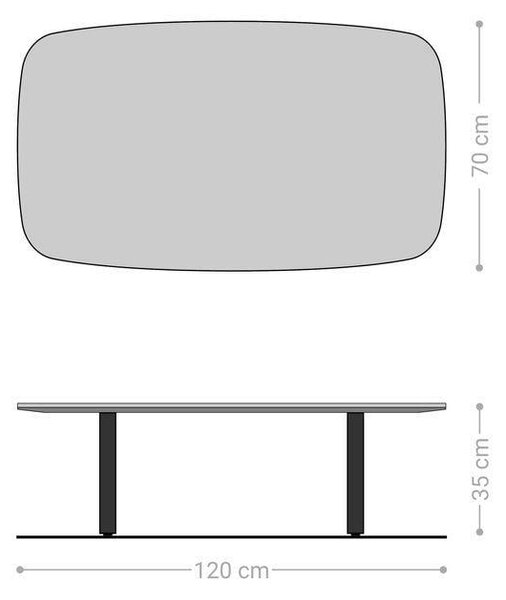 DELIFE Konferenčný stolík Edge zaoblený 120×70 cm keramika betónová sivá Lumia akryl