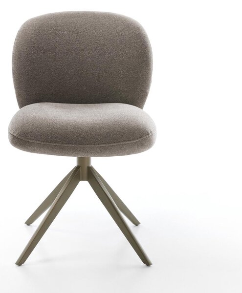 DELIFE Jedálenská stolička Nube-Flex texturovaná látka mäkký taupe krížová podstava široká titánová farba 360° otočná hojdacia funkcia vrecková pružina
