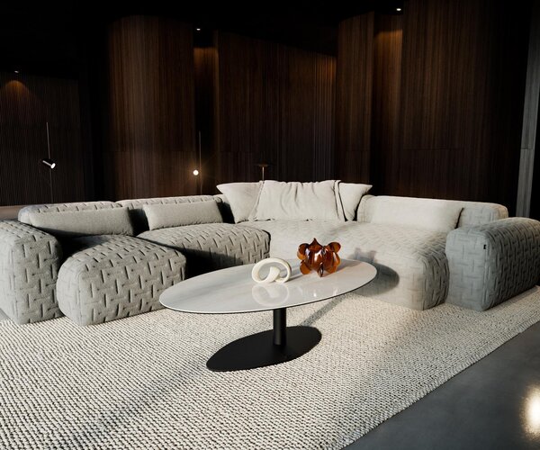 DELIFE Konferenčný stolík Edge oválny 135×80 cm keramika onyx šampanské vibany kov čierna