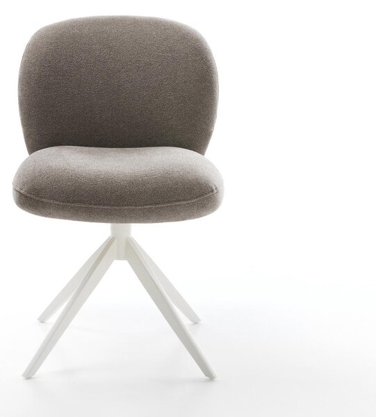 DELIFE Jedálenská stolička Nube-Flex texturovaná látka mäkká taupe krížová podstava široká biela 360° otočná hojdacia funkcia vrecková pružina