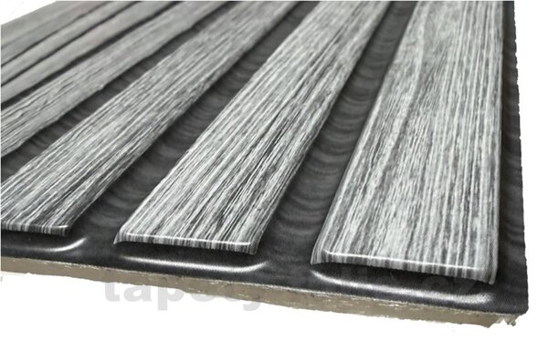 Samolepiace PVC 3D panely TP10034447, cena za kus, rozmer 60 x 30 cm, lamely sivé, IMPOL TRADE