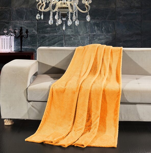 Slniečkovo oranžová deka s vtláčaným vzorom