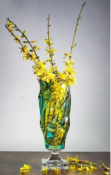KRIŠTÁĽOVÁ VÁZA BOHEMIA FLAMENCO LEMON 380MM