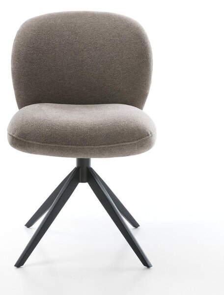 DELIFE Jedálenská stolička Nube-Flex texturovaná látka mäkký taupe krížová podstava široká čierna 360° otočná hojdacia funkcia vrecková pružina