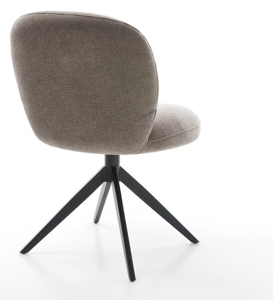 DELIFE Jedálenská stolička Nube-Flex texturovaná látka mäkký taupe krížová podstava široká čierna 360° otočná hojdacia funkcia vrecková pružina