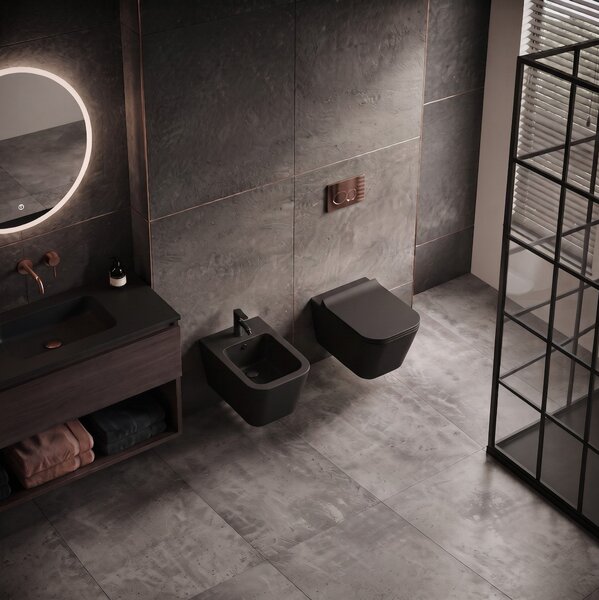 Erga Mery, závesný bidet 520x360x300 mm, čierna matná, ERG-V03-MERY-BD-BK