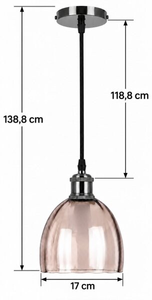 BRILAGI-LED Luster na lanku RETRO GLASS 1xE27/60W/230V pr. 17cm čierna/dymová béžová