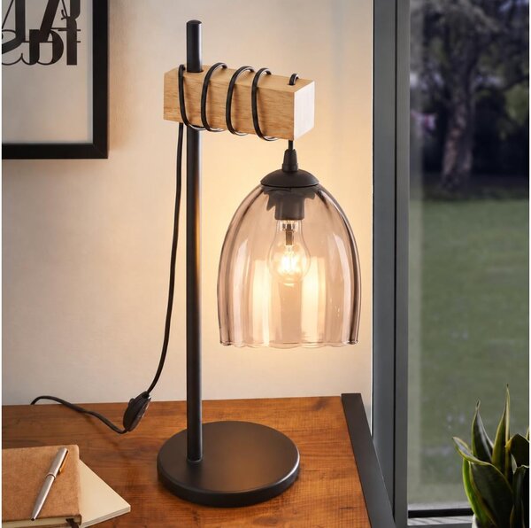 BRILAGI - Stolná lampa NUBILA 1xE27/40W/230V hnedá/čierna/dymová béžová