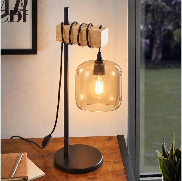 BRILAGI - Stolná lampa NUBILA 1xE27/40W/230V hnedá/čierna/dymová hnedá