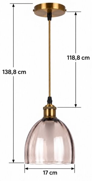 BRILAGI-LED Luster na lanku RETRO GLASS 1xE27/60W/230V pr. 17cm zlatá/dymovo béžová