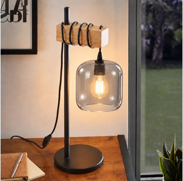 BRILAGI - Stolová lampa NUBILA 1xE27/40W/230V hnedá/čierna/dymovo-sivá