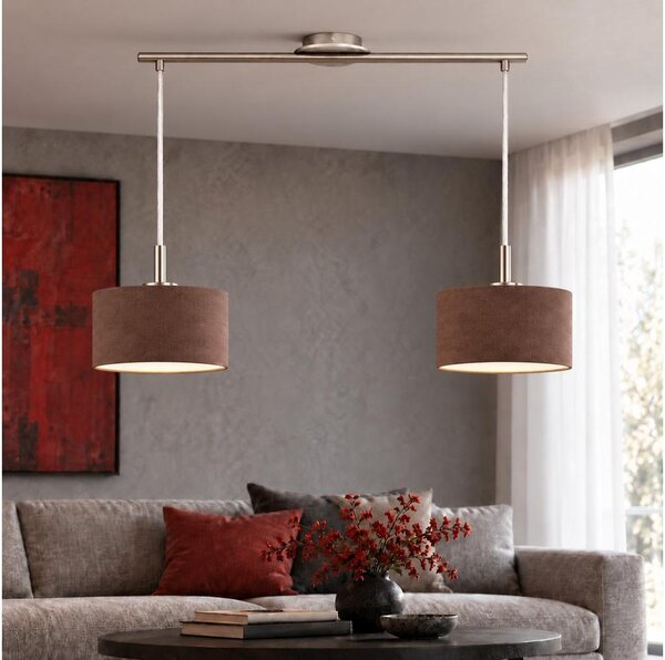 Eglo - LED luster na lanku TUNJA 2xE27/60W/230V matný chróm/hnedá