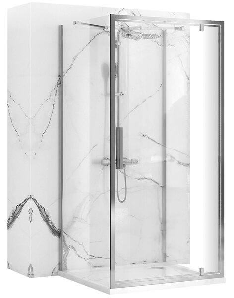 Rea Rapid Swing, 3-stenová sprchová kabína 90 (dvere) x 100(stena) x 100(stena) x 195 cm, 6mm číre sklo, chrómový profil, KPL-09120