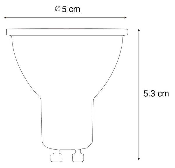 Sada 5 GU10 3-krokových stmievateľných LED žiaroviek 50mm Honey Rate 6W 400 lm 3000K