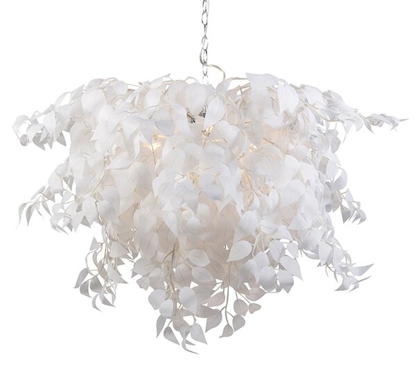 Romantická závesná lampa biela s listami - Feder