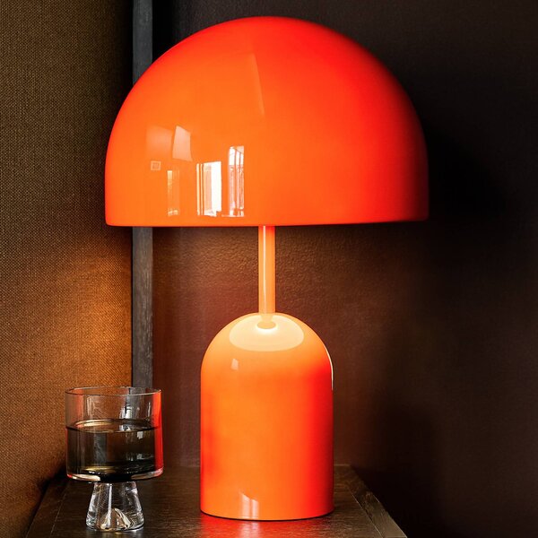Tom Dixon Stolová LED lampa Bell, červená, výška 43 cm, stmievateľná, Červená, Obývacia izba / jedáleň, kov, Dizajn, Stojacie svietidlo