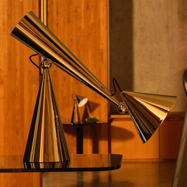 Tom Dixon Stolová LED lampa Pose Task Light, zlatá, 41 cm, Mosadz / zlato, Obývacia izba / jedáleň, Plast, Dizajn, Stojacie svietidlo