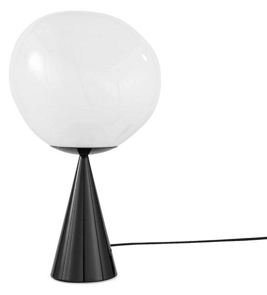Tom Dixon Stolová LED lampa Melt Cone Fat, opálová/čierna, 47 cm, Čierna, Obývacia izba / jedáleň, kov, Dizajn, Stojacie svietidlo