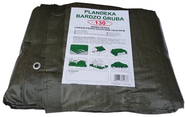 Zelená plachta, rozmer 6x10 metrov, hrúbka 130 g/m²