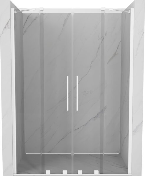 Mexen Velar Duo, posuvné dvere do otvoru 160x200 cm, 8mm číre sklo, biela, 871-160-000-02-20