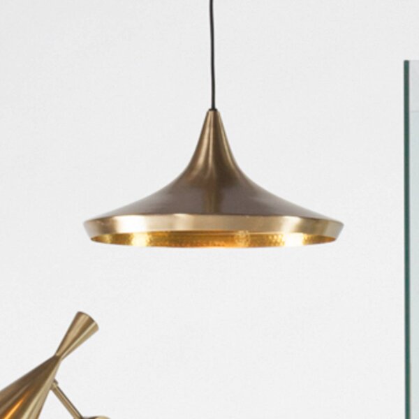 Tom Dixon LED závesné svietidlo Beat Wide, mosadzná farba, Ø 36 cm, Mosadz / zlato, Obývacia izba / jedáleň, Mosadz, Dizajn, Závesné svietidlo