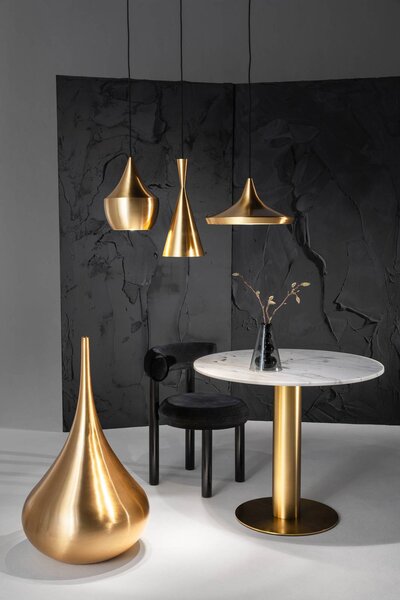 Tom Dixon LED závesné svietidlo Beat Wide, mosadzná farba, Ø 36 cm, Mosadz / zlato, Obývacia izba / jedáleň, Mosadz, Dizajn, Závesné svietidlo
