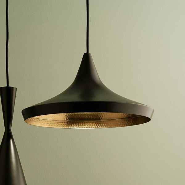 Tom Dixon LED závesné svietidlo Beat Flat, čierna, Ø 56 cm, Čierna, Obývacia izba / jedáleň, Mosadz, Dizajn, Závesné svietidlo
