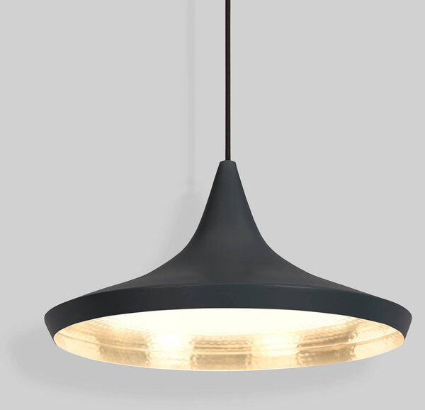 Tom Dixon LED závesné svietidlo Beat Wide, čierna, 36 cm, mosadz, Čierna, Obývacia izba / jedáleň, Mosadz, Dizajn, Závesné svietidlo
