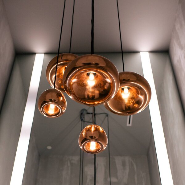 Tom Dixon LED závesné svietidlo Void mini, meď, Meď, Obývacia izba / jedáleň, Meď, Dizajn, Závesné svietidlo