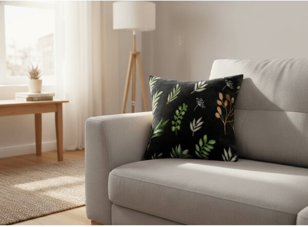 Mikroplyšová obliečka na vankúšik ZELNOIR 45x45 cm, čierny