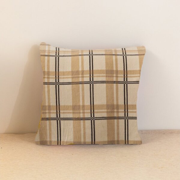 Mikroplyšová obliečka na vankúšik PLAID 45x45 cm, krémová