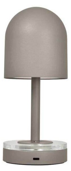 AYTM Akumulátorová lampa Luceo, taupe, kov, 24 cm, stmievateľné, IP44, Hliník / sivá / zinok, Obývacia izba / jedáleň, kov, Moderný, Stolová lampa