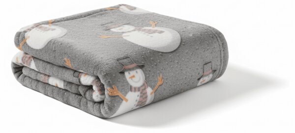 Svietiaca vianočná mikroplyšová deka SNOW BUDDY, sivá Rozmer: 150 x 200 cm