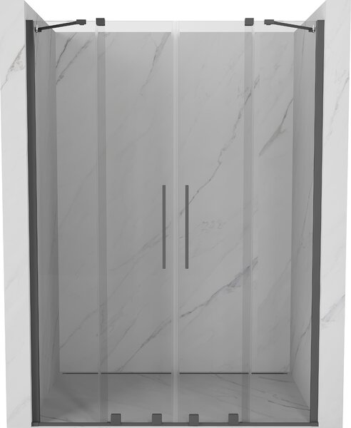 Mexen Velar Duo, posuvné dvere do otvoru 160x200 cm, 8mm číre sklo, grafitová matná, 871-160-000-02-66