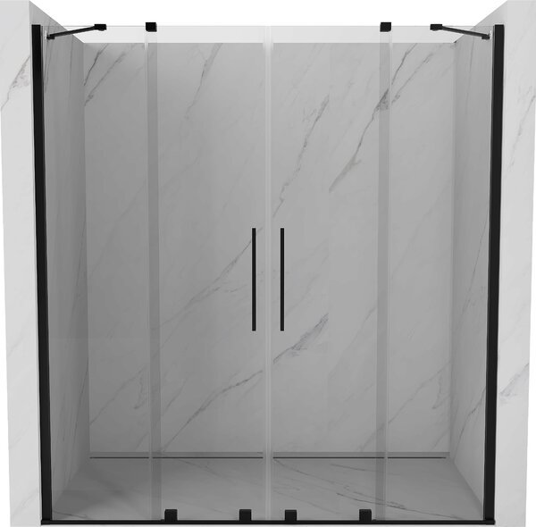 Mexen Velar Duo, posuvné dvere do otvoru 200x200 cm, 8mm číre sklo, čierna matná, 871-200-000-02-70