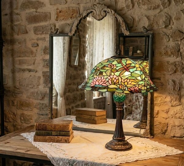 Stolní Tiffany lampa Roof - Ø 41*65 cm - Clayre & Eef