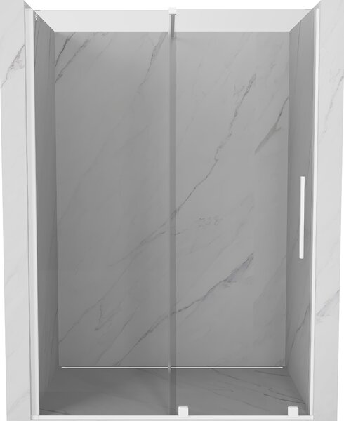 Mexen Velar, posuvné dvere do otvoru 130x200 cm, 8mm číre sklo, biely profil, 871-130-000-01-20