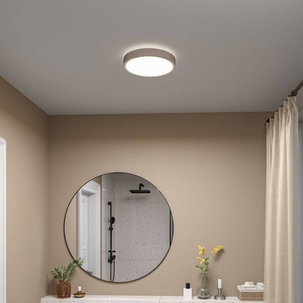Paulmann LED panel Cosara, Ø 30 cm, béžový, IP44, 3000 K, Krémová / jantárovo žltá, Obývacia izba / jedáleň, Textil / látka / hodváb, Škandinávsky, Závesné svietidlo
