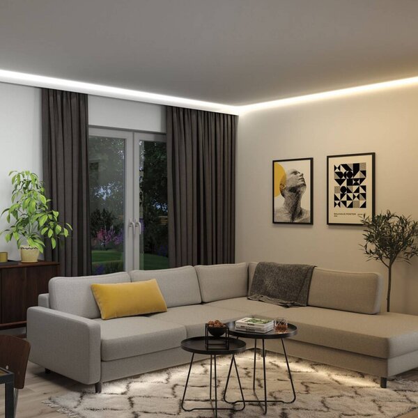 Paulmann LED pásik – predĺženie MaxLED 1000, 2,5 m, IP44, Chrómová / strieborná, Obývacia izba / jedáleň, Plast