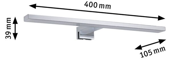 Paulmann LED zrkadlo svetlo Evie, chróm, 40 cm, IP44, Chrómová / strieborná, Kúpeľňa, Plast, Moderný, Nástenné svietidlo