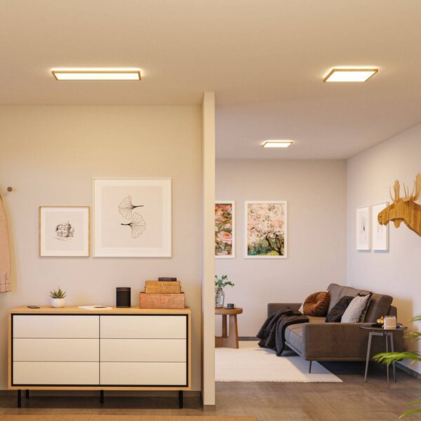 Paulmann LED panel Atria Shine 29 cm, drevo, IP44, 3000 K, zapnutie/vypnutie, Svetlé drevo, Pracovňa / Kancelária, Plast, Moderný, Stropné svetlo