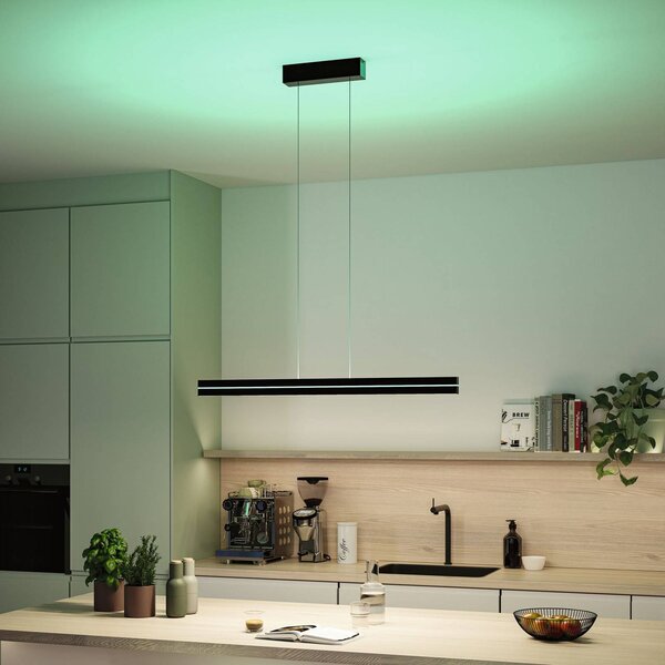 Paulmann LED závesné svietidlo Raiko, čierna, 100 cm, RGBW, stmievateľné, Čierna, Pracovňa / Kancelária, kov, Moderný, Závesné svietidlo