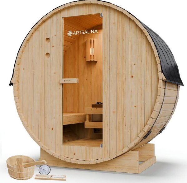 Fínska sudová sauna Ø 190 cm – vonkajšia, z masívu, 120 cm