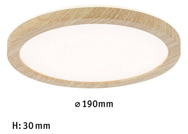 Paulmann LED panel Atria Shine, Ø 19 cm, drevo, IP44, 3000 K, zapnutie/vypnutie, Svetlé drevo, Pracovňa / Kancelária, Plast, Moderný, Závesné svietidlo
