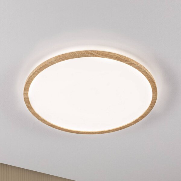 Paulmann LED panel Atria Shine, Ø 42 cm, drevo, IP44, 4000 K, zapnutie/vypnutie, Svetlé drevo, Pracovňa / Kancelária, Plast, Moderný, Závesné svietidlo
