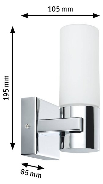 Paulmann LED-zrkadlo svetlo Gemini, chrómová, sada 2 ks, stmievateľné, IP44, Chrómová / strieborná, Kúpeľňa, kov, Moderný, Nástenné svietidlo