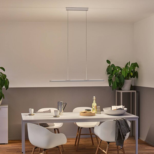 Paulmann LED závesné svietidlo Lento, chróm, 100 cm, smer svetla hore/dole,, Chrómová / strieborná, Obývacia izba / jedáleň, Hliník, Moderný, Závesné svietidlo