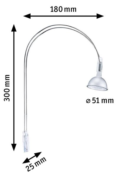 Paulmann Zrkadlo svetlo Galeria, chróm, 30 cm, sada 2 ks, GU5.3, Chrómová / strieborná, Chodba, kov, Moderný, Nástenné svietidlo