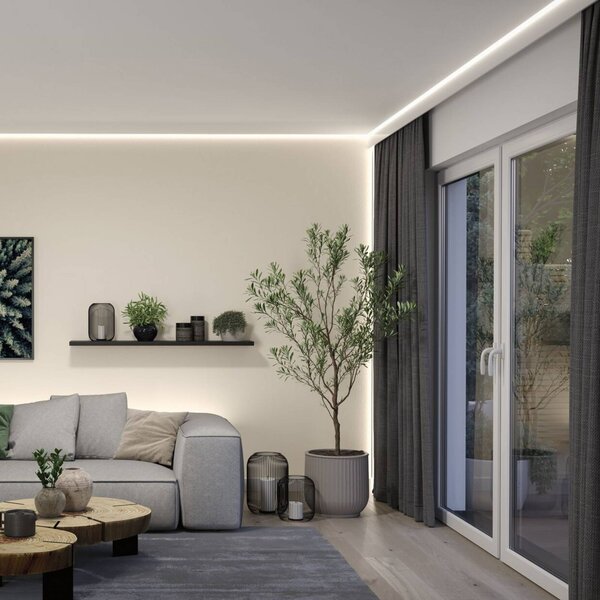 Paulmann LED pásik MaxLED 1000 – základná sada, 5 m, 2700 K, Chrómová / strieborná, Obývacia izba / jedáleň, Plast